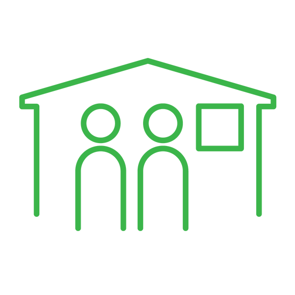 Icon of a house with 2 people. Household Offset - 2 people (12.3 tonnes of CO2-e)